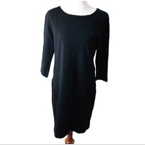 JOAN VASS Black Sheath Dress 3/4 Sleeve